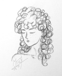 Curly Hair Portrait Drawing